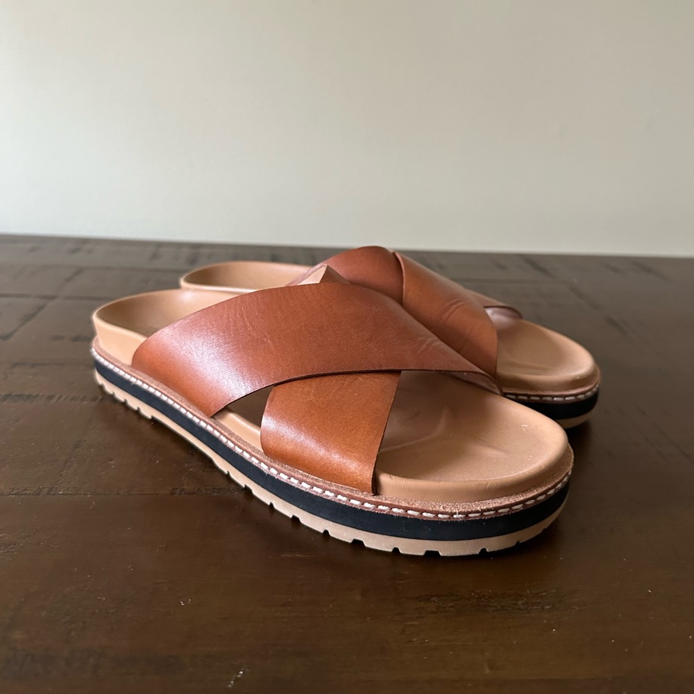 Madewell Crisscross Lug Sole Leather Slide Sandals
